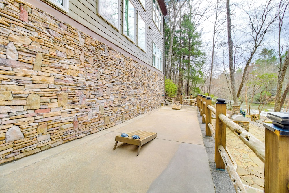 Game Room & Fire Pit: Riverfront Home in Ellijay!