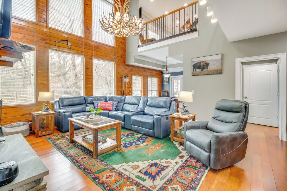 Game Room & Fire Pit: Riverfront Home in Ellijay!