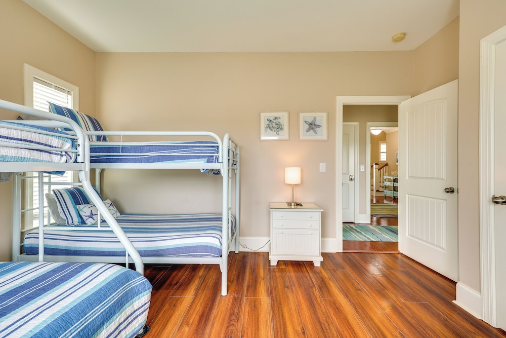 Walk to Beach: Oak Island Retreat w/ 210-yard Dock
