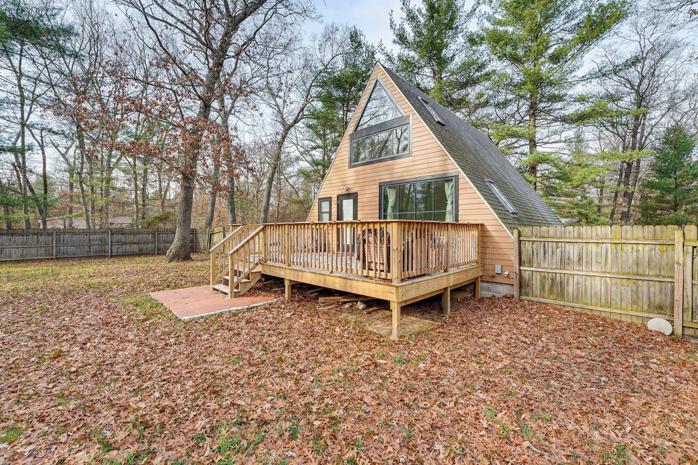 Walk to Fox Lake: Pet-friendly A-frame w/ Fire Pit
