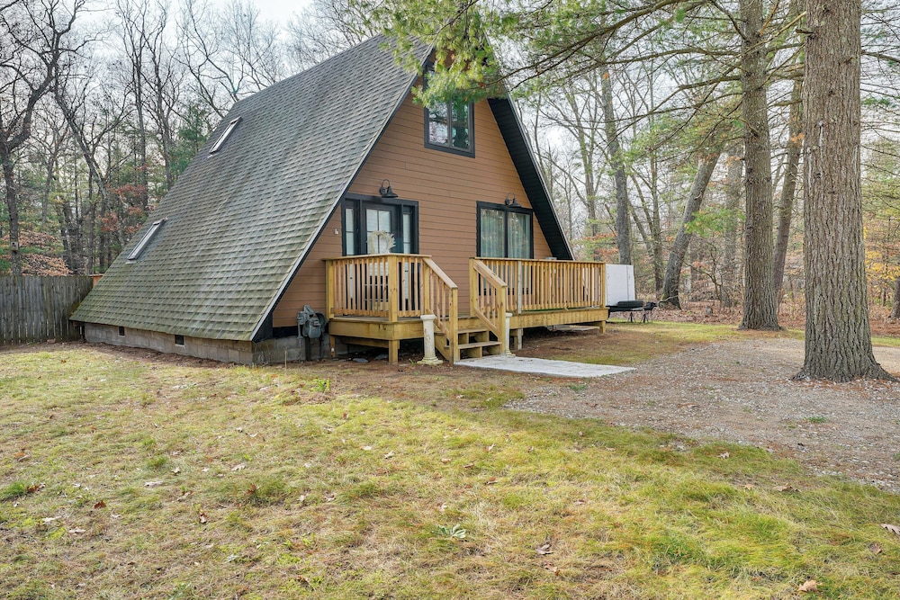 Walk to Fox Lake: Pet-friendly A-frame w/ Fire Pit