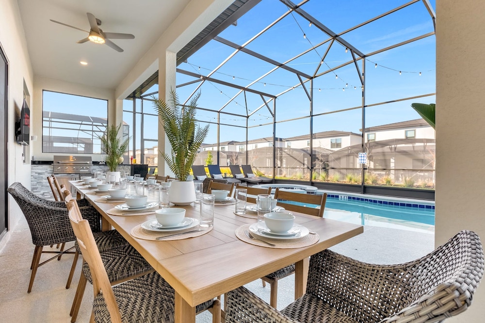 Spacious Oasis for Your Big Crew Games Pool BBQ