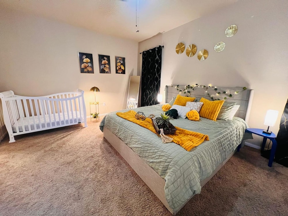 Spacious 4BR Home w Game Room Office Backyard