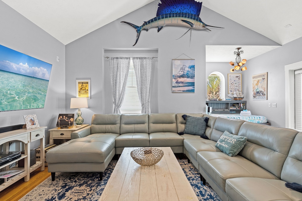 Seafoam Beautiful 3BR Home With Heated Private Pool - 4 Min Walk to Beach!