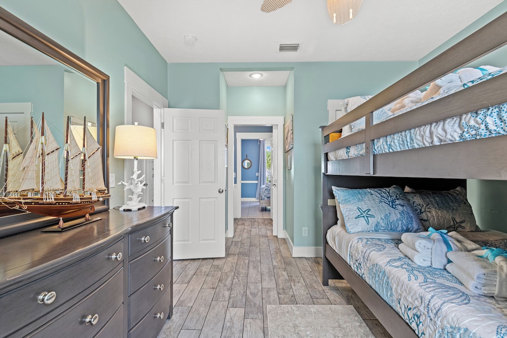 Seafoam Beautiful 3BR Home With Heated Private Pool - 4 Min Walk to Beach!