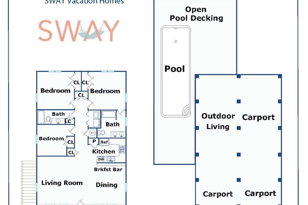 Sleeps 21, 2 Homes 2 Private Pools, Fire Pit, Swing Bar Walk to the Beach