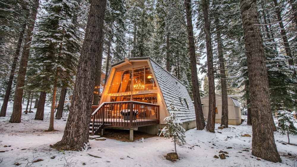 A Frame Hideaway | Floor to Ceiling Windows in the Pines