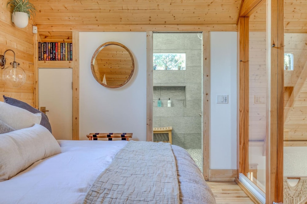 Boutique Cabin Design Luxury Hot Tub Path to Beach