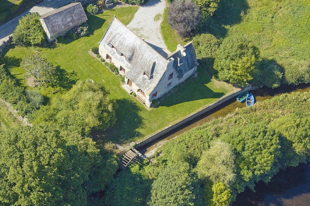 Mill in Brittany by River Aulne With Kayaks