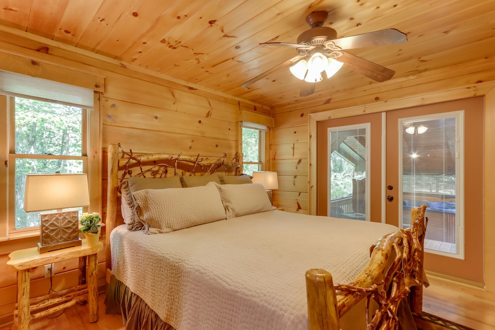 Blue Ridge Cabin Rental w/ Hot Tub & Creek Access! view 4