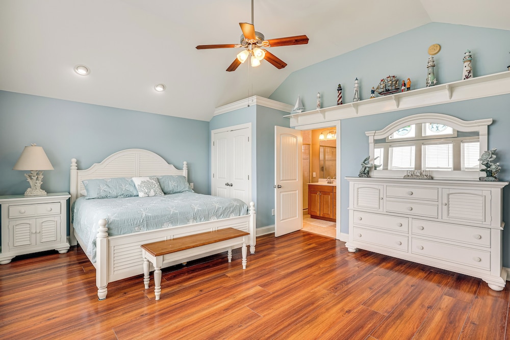 Steps to Beach: Gem w/ Views & Dock in Oak Island