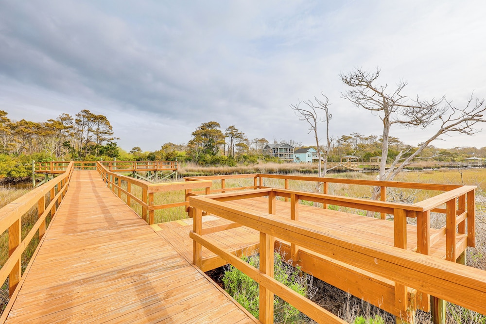 Steps to Beach: Gem w/ Views & Dock in Oak Island