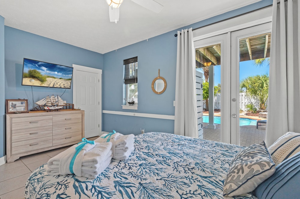 Seafoam Beautiful 3BR Home With Heated Private Pool - 4 Min Walk to Beach!