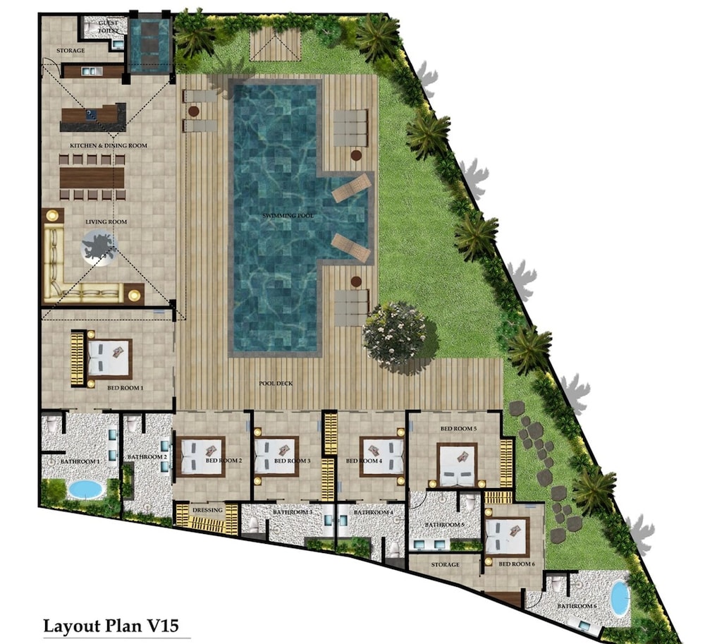 Villa 15 Stunning 6 BR Villa 400m to Beach