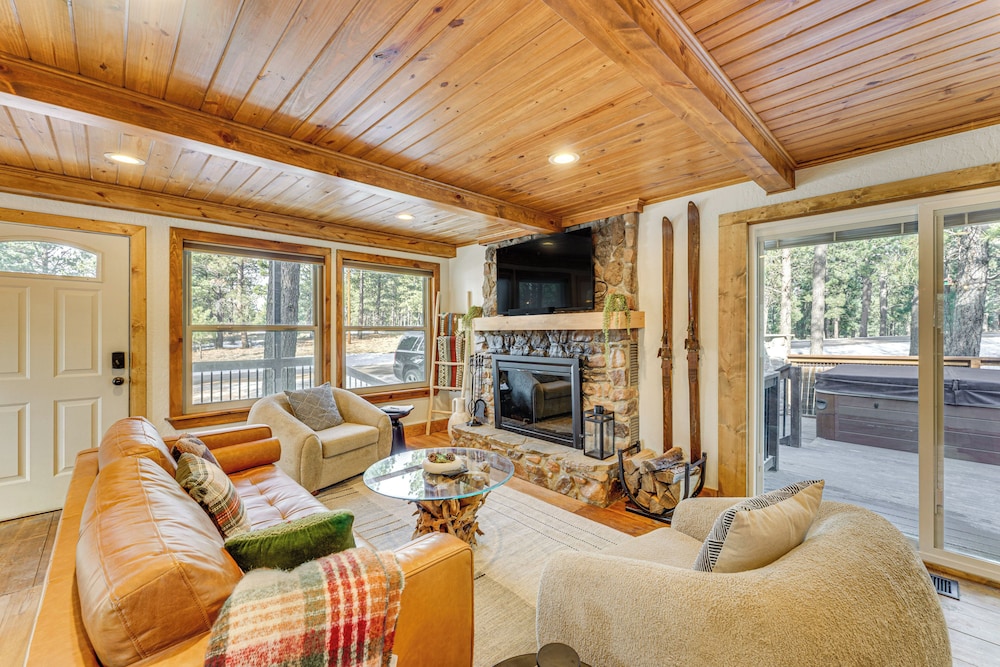 Hot Tub + Fireplace: Cozy Angel Fire A-frame Cabin