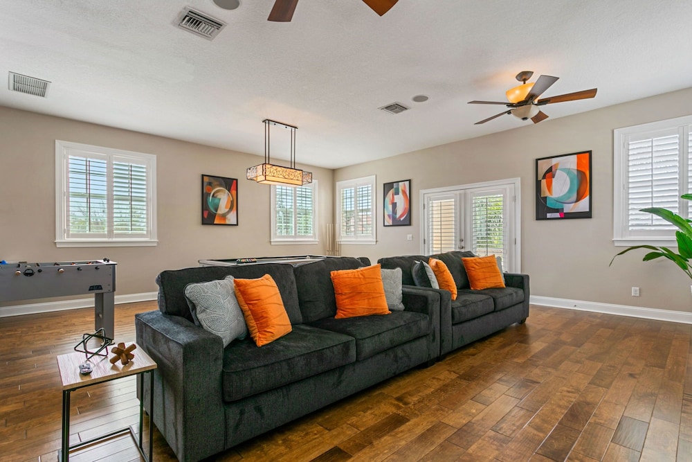 Waterfront Pool Pickleball Court Game Room
