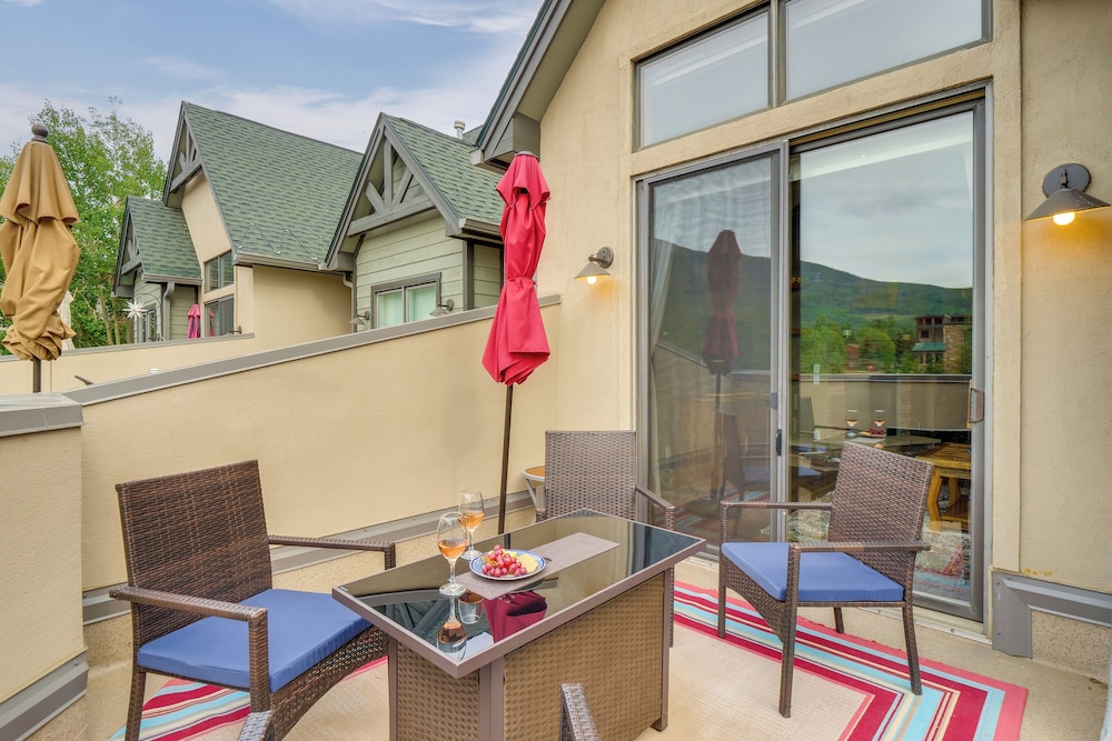 Patio w/ Peak 1 Mtn View: Main Street Frisco Condo