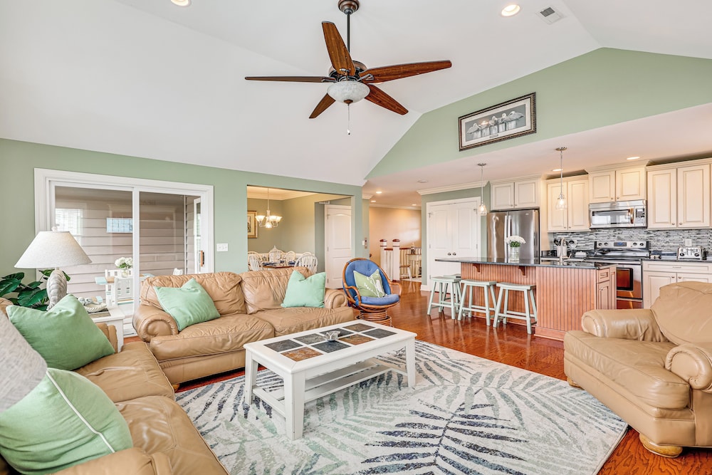 Steps to Beach: Gem w/ Views & Dock in Oak Island