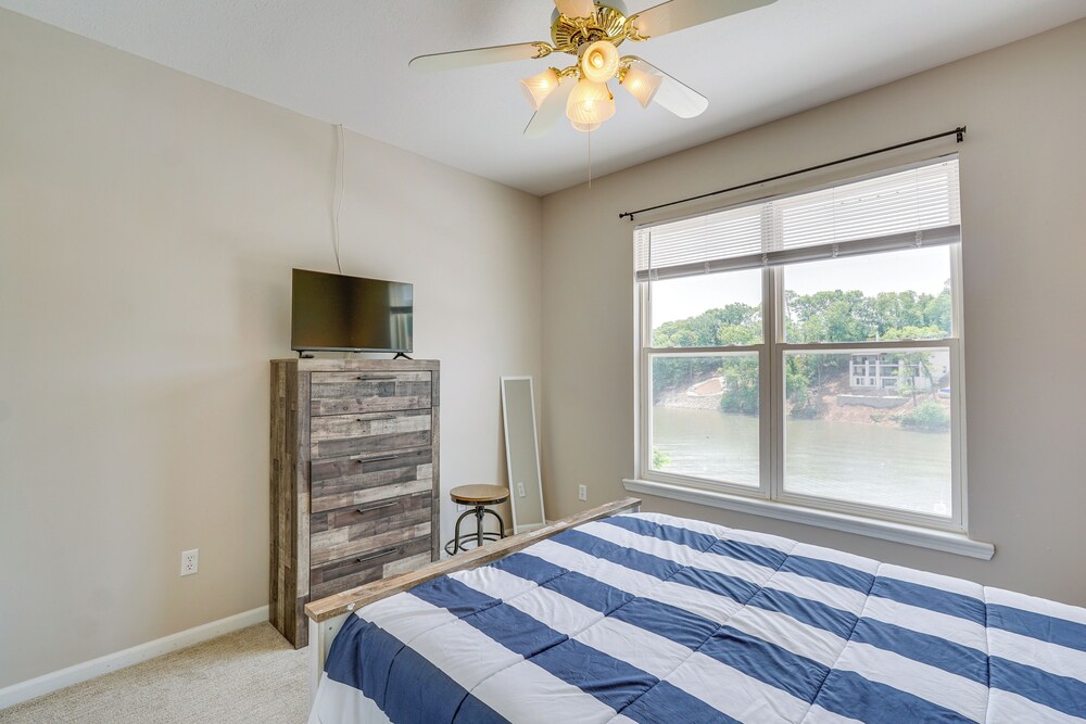 Dock Access + Lake View: Sunrise Beach Escape