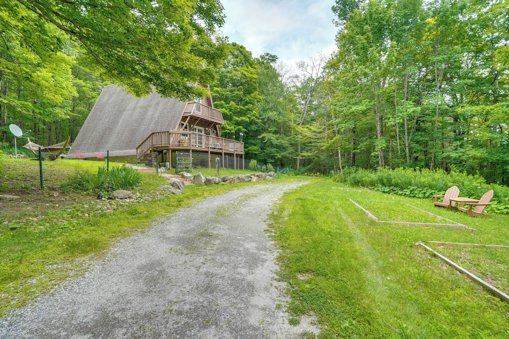 A-frame Cabin w/ Furnished Deck in Becket!