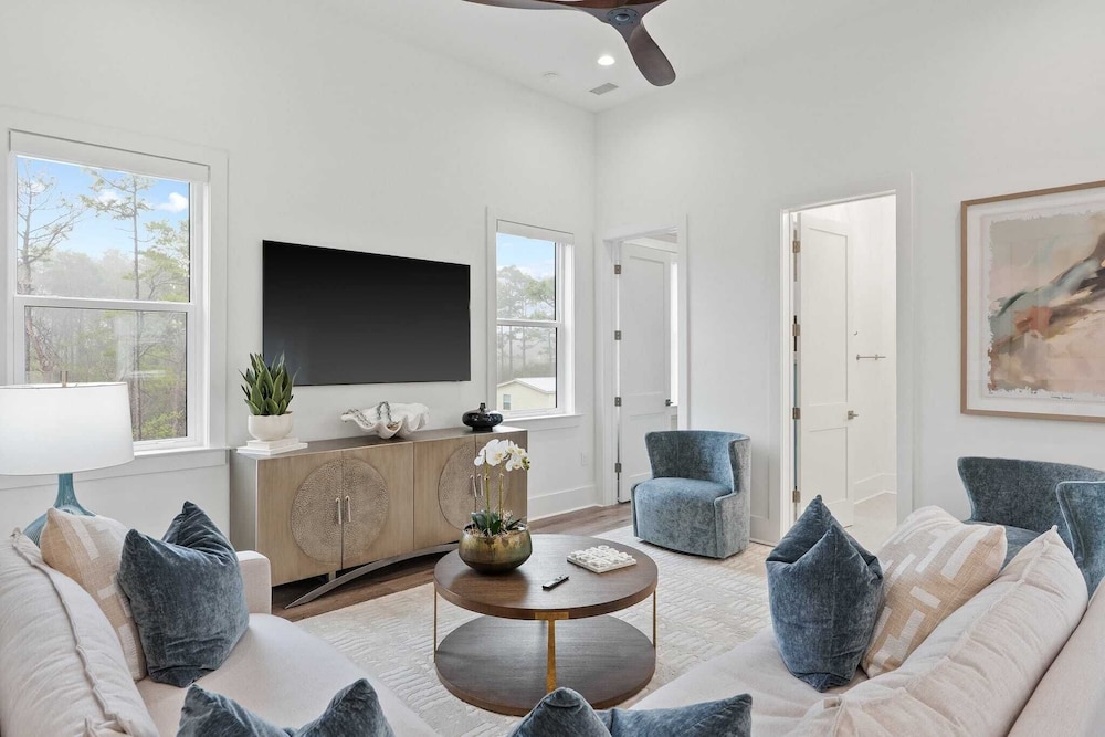Luxe 30A Home w/ Pool, Outdoor Dining, Golf Cart, & Minutes to Beach