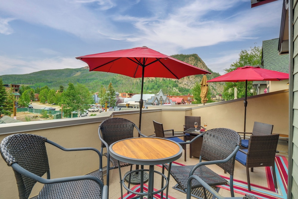 Patio w/ Peak 1 Mtn View: Main Street Frisco Condo