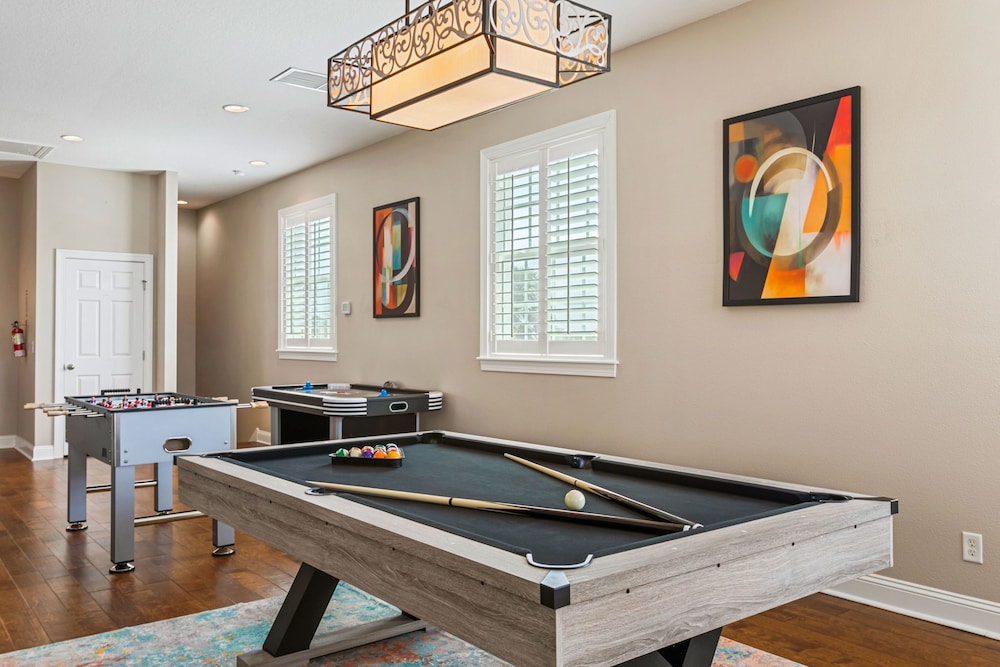 Waterfront Pool Pickleball Court Game Room