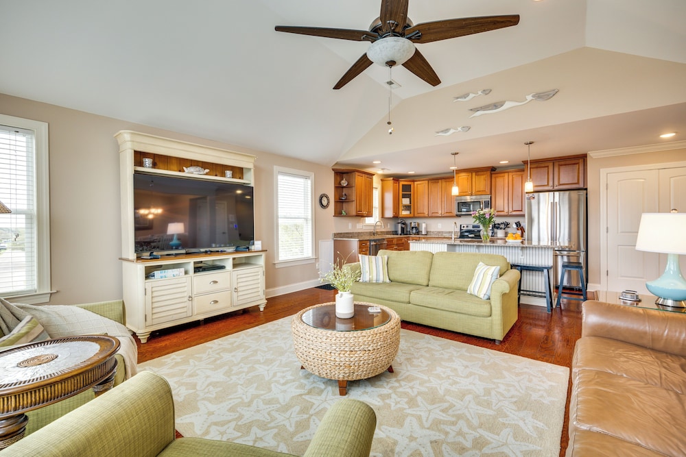 Walk to Beach: Oak Island Retreat w/ 210-yard Dock
