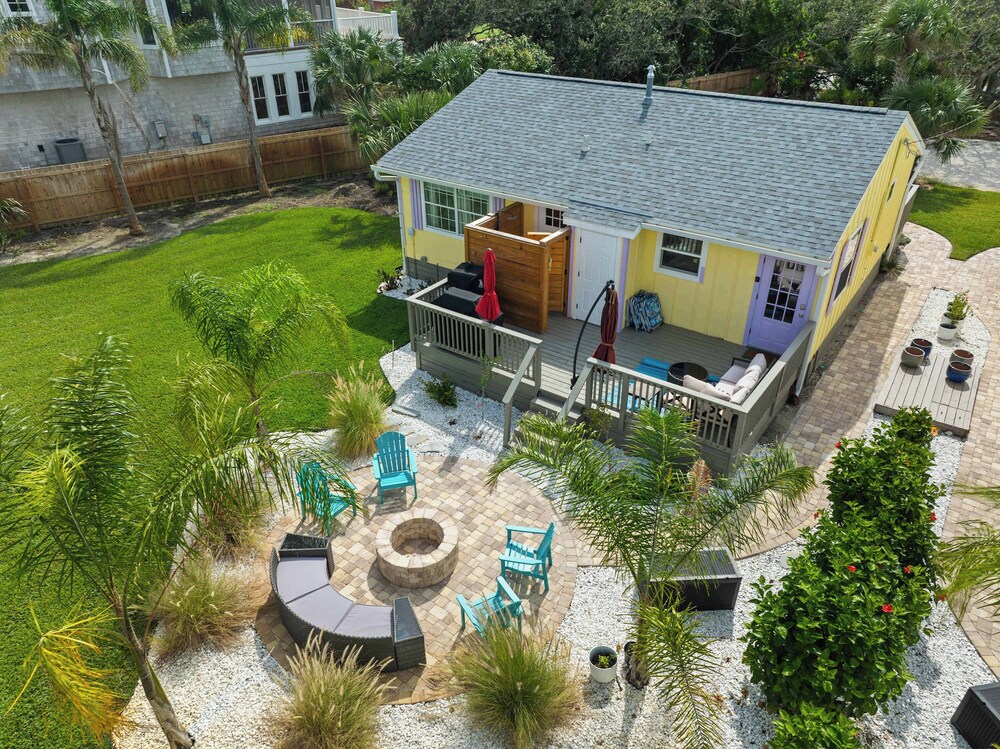 Steps to Beach Patio Fire Pit Tropical Oasis