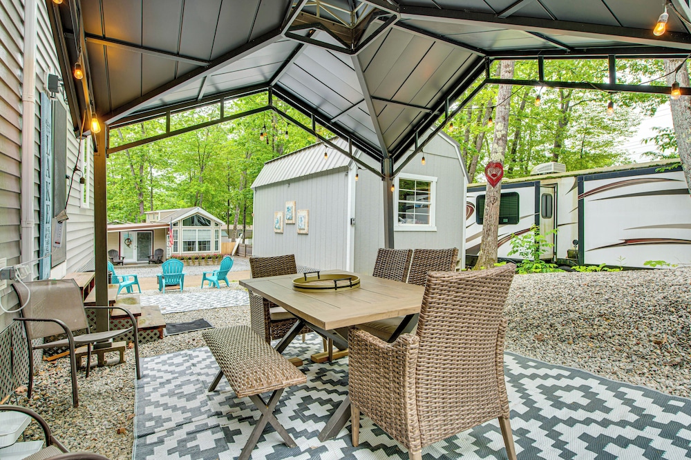 Walk to Lake Beaches: Cabin w/ Patio in Belmont!