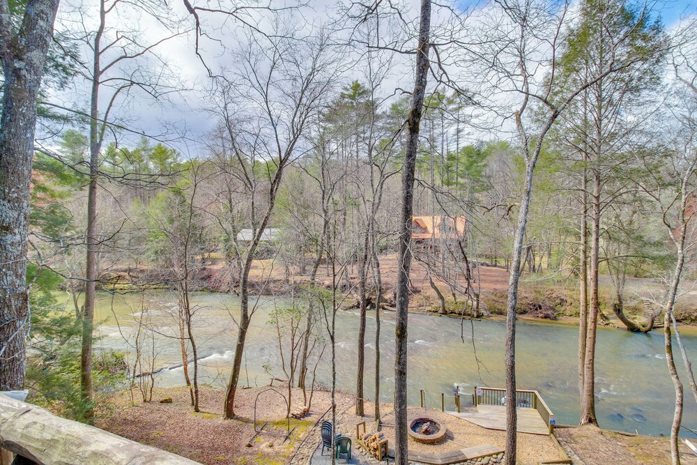 Game Room & Fire Pit: Riverfront Home in Ellijay!