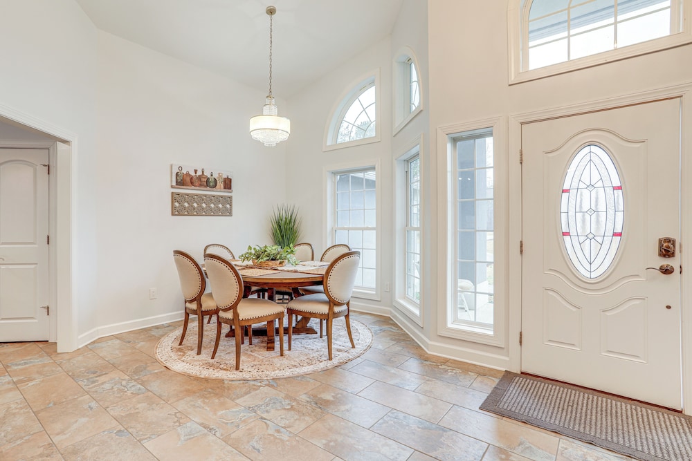 Firplace & Deck: Riverfront Heber Springs Home