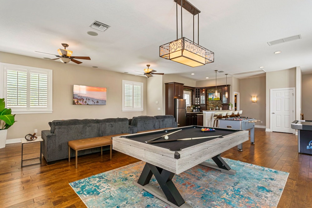Waterfront Pool Pickleball Court Game Room