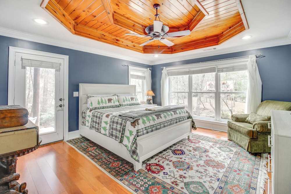 Game Room & Fire Pit: Riverfront Home in Ellijay!