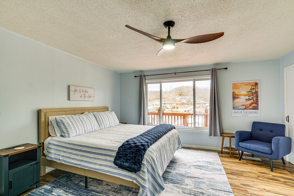 Central Waterfront Home w/ Dock in Lake Ozark!