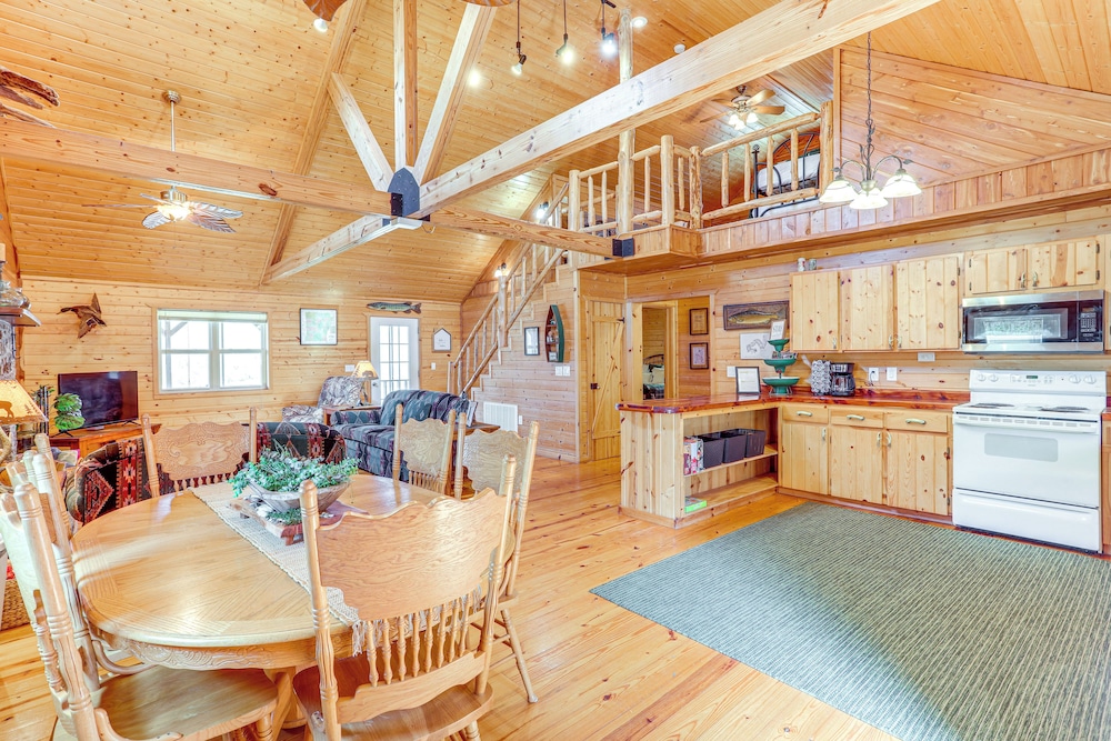 Fire Pit, Screened Deck: Riverfront Ozarks Cabin!