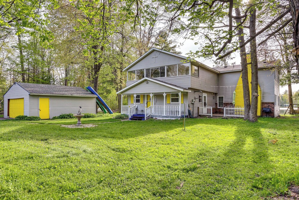 Lakefront Group Getaway w/ Dock in Baldwin!