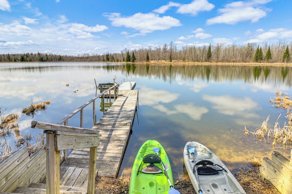 Tenstrike Lake House on 60 Acres: Hike & Fish!