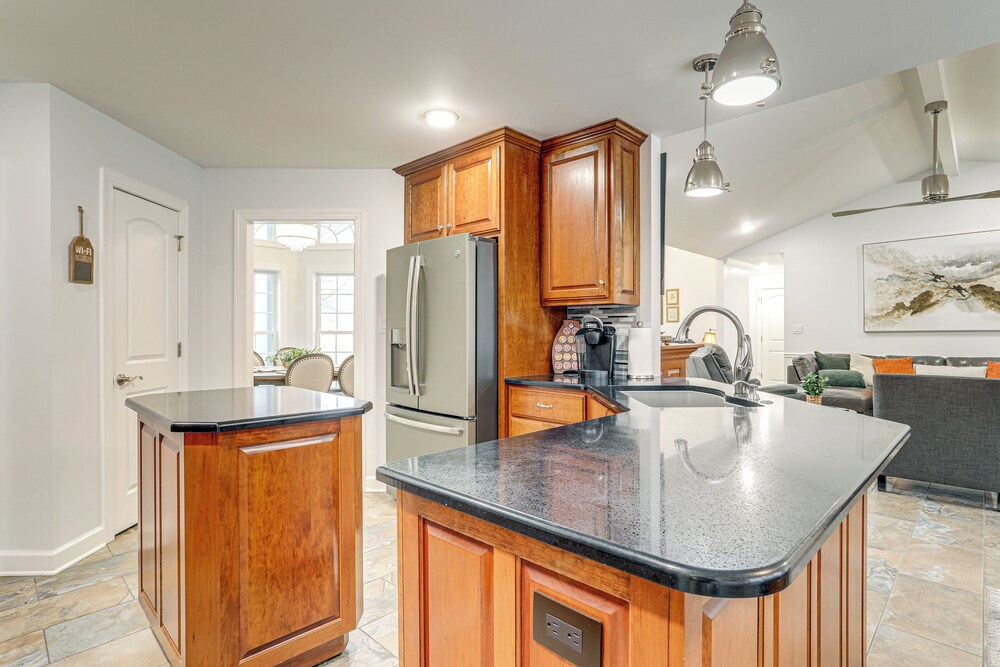 Firplace & Deck: Riverfront Heber Springs Home