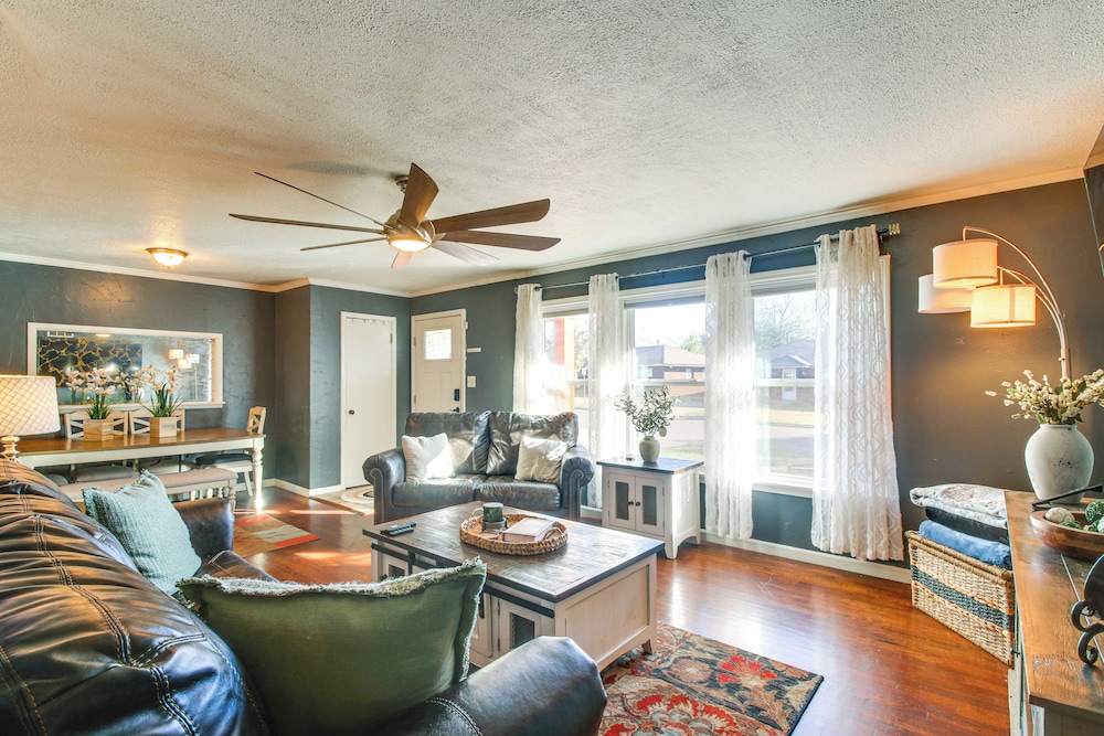 Easy OKC Access! Quiet Home w/ Yard & Workspace