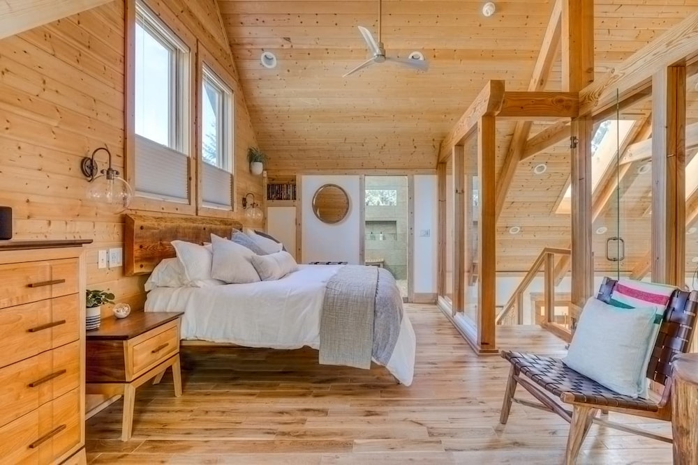 Boutique Cabin Design Luxury Hot Tub Path to Beach