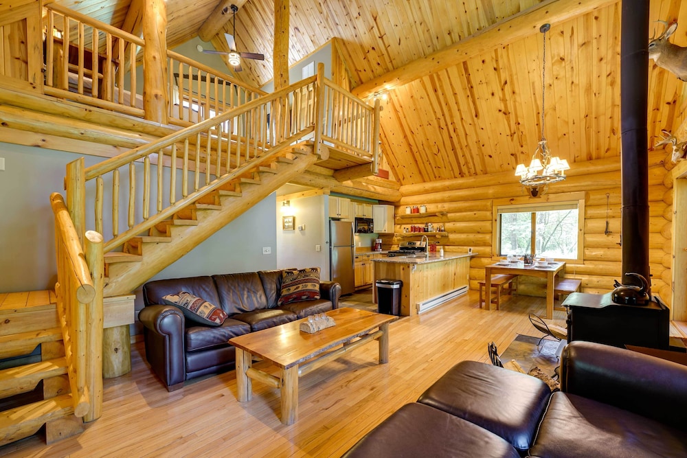 Secluded Log Cabin in NW Michigan: Hot Tub Deck - Property Image 20