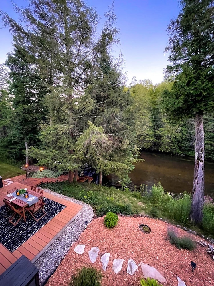 Firefly Lodge Boardman River Hot Tub Woodstove