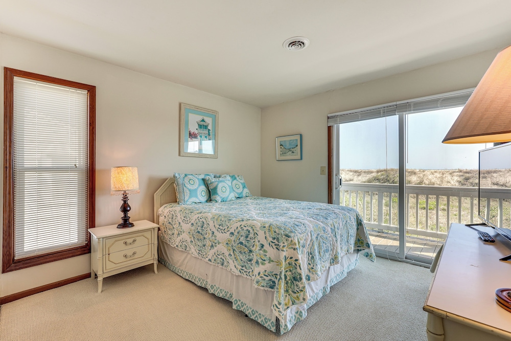 Deck & View: Oceanfront Oasis in Oak Island!