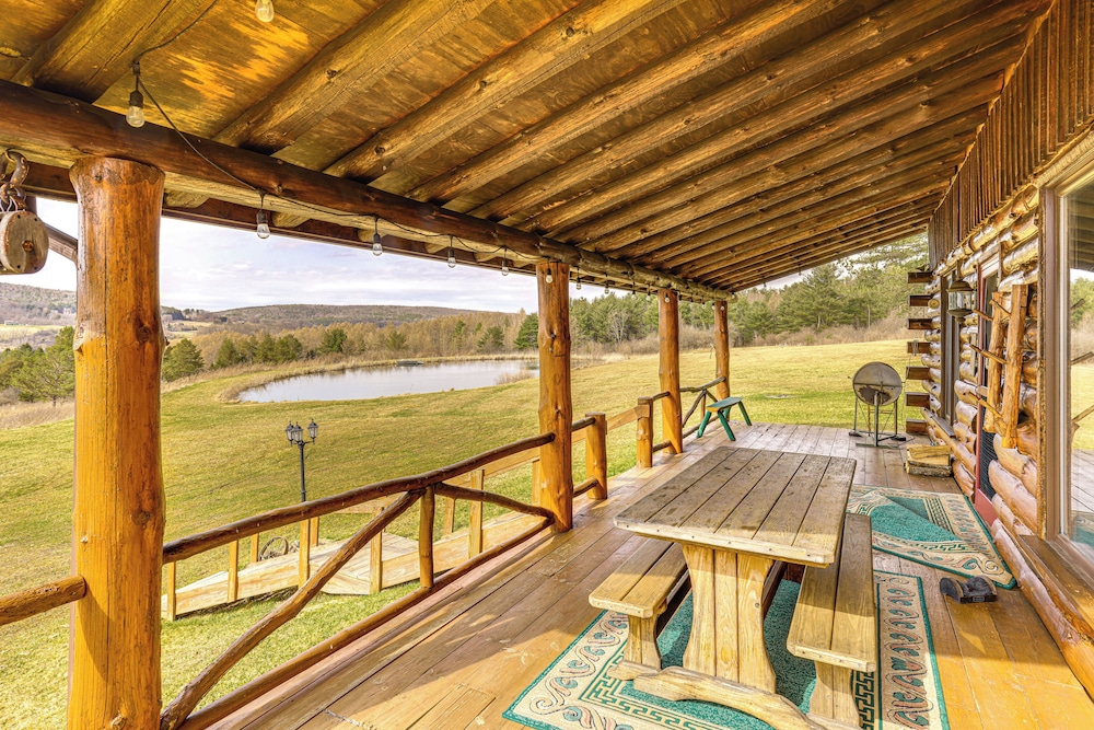 Log Cabin w/ Pond & Trail Access in Almond!