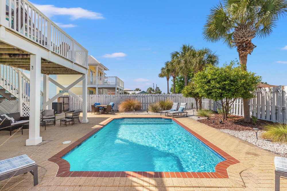 Seafoam Beautiful 3BR Home With Heated Private Pool - 4 Min Walk to Beach!