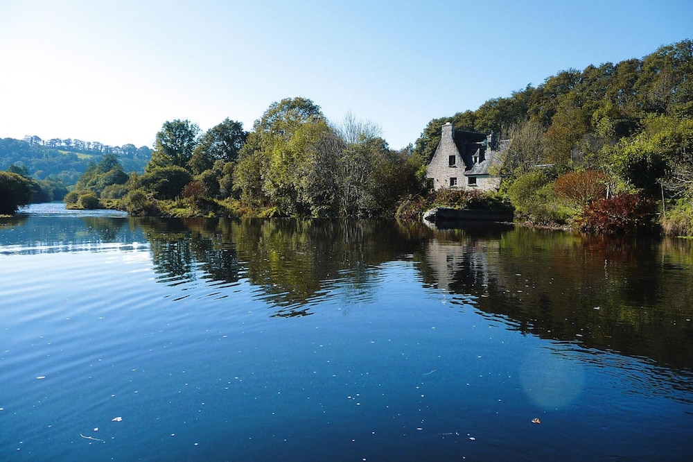 Mill in Brittany by River Aulne With Kayaks