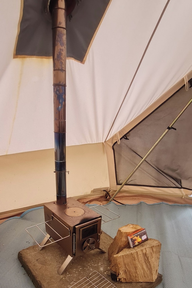 Dog Friendly Cozy Bell Tent With Log Burner