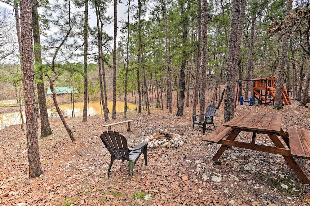 Broken Bow Log Cabin w/ Fire Pit, Pond, & Deck! view 5