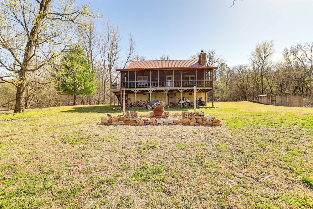 Fire Pit, Screened Deck: Riverfront Ozarks Cabin!